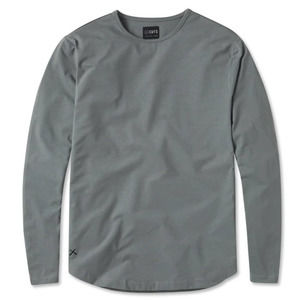 Cuts Clothing Men's Long Sleeve Curve Hem Crew Neck Signature Fit T-Shirt - Sage